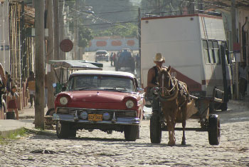Street from the Cuban beach town of La Boca, Trinidad.