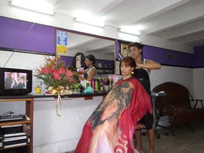 Ruben in his beauty salon.