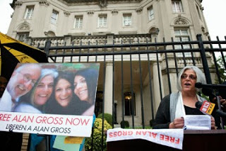 Judy Gross outside Cuban Interests Section. Photo: AP
