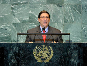 Bruno Rodriguez address the UN General Assembly.  Photo: cubadebate.cu