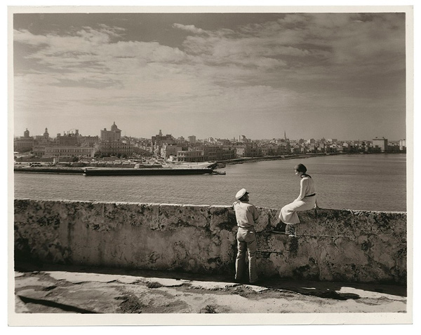Publicity still for the tourist trade showing Morro Castle from the ramparts looking west over Havana, 1925.