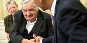 Uruguayan President José Mujica when he met with Barack Obama. 