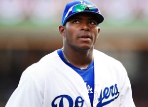 L.A. Dodger outfielder Yasiel Puig, stigmatized by Cuban authorities as a promoter of human smuggling.
