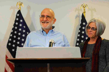 Alan Gross and his wife Judy on the day he was released from prison in Cuba.