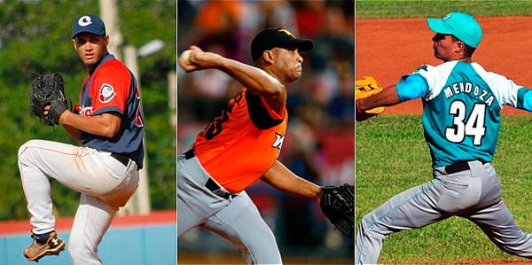 Despite the absence of left-handed pitching, Pinar del Río added top right-handed hurlers to their team: Norge L. Ruíz (l), Freddy Asiel Alvarez (c) and Hector M. Mendoza (r)