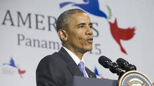 Barack Obama at the press conference following the Summit of the Americas in Panama.