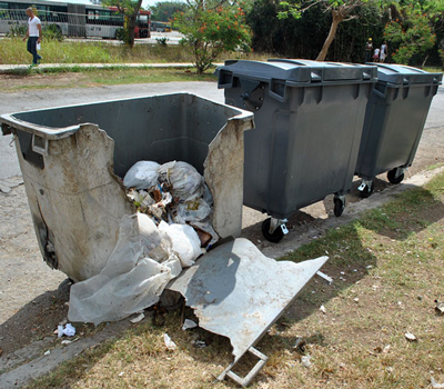 The old and new garbage collection bins side-by-side.