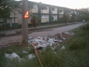 Trash heap in front of the local primary school