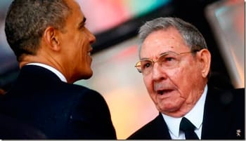 Presidents Barack Obama and Raul Castro. File photo