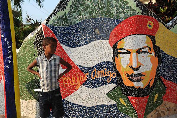 A mural to Chavez on the outskirts of Havana.