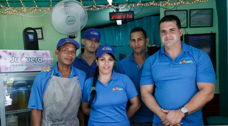 Juan Alberto (far right) and the workers of La Juguera.