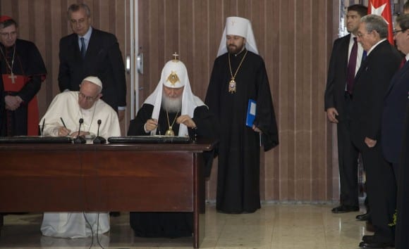 The signing of the joint declaration. 
