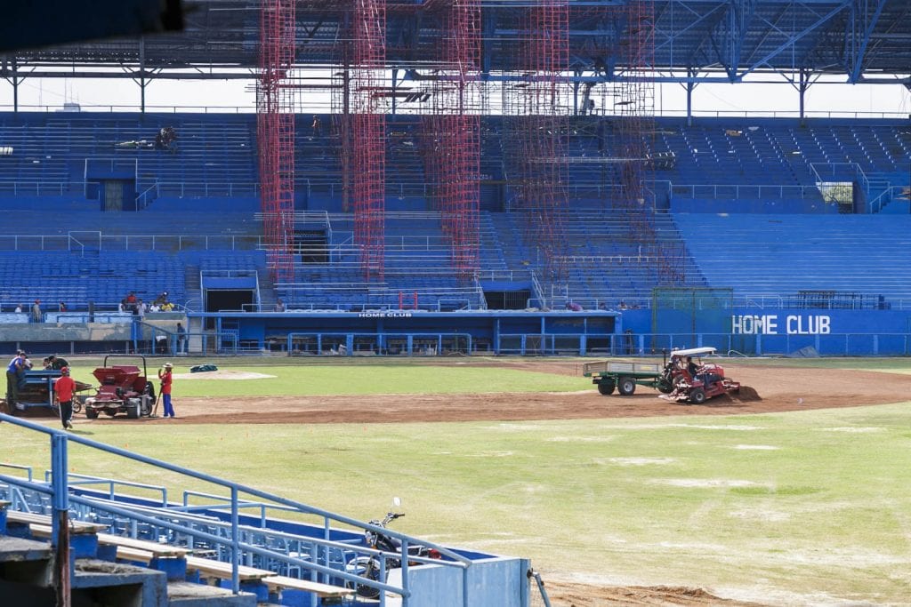 Inside the stadium.