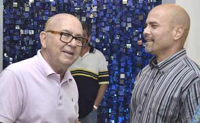 Miguel Barnet (left) alongside ex-spy Gerardo Hernandez, recently appointed vice rector at Havana’s Advanced Institute of International Relations.