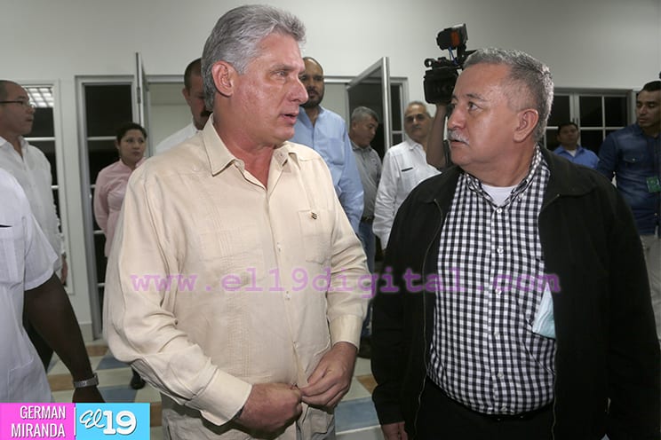 Cuban First VP, Miguel Diaz Canel, in Nicaragua with Telemaco Talavera the súper adviser who doubles as the spokesperson for the Grand Canal of Nicaragua project.