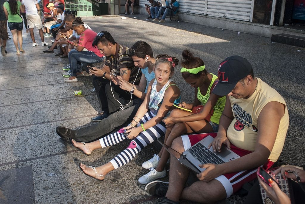 One of Cuba's expensive pay-for Wifi hotspots. Photo: Caridad