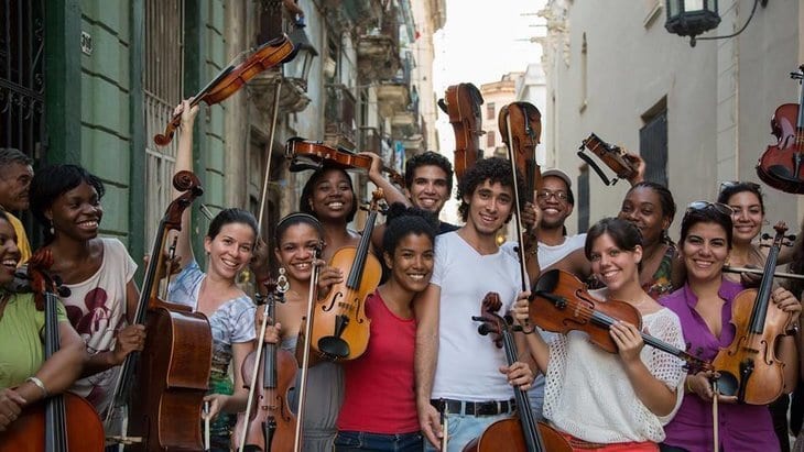 Students of the Lyceum and ISA after a dress rehearsal for last October’s Mozart Festival concerts.