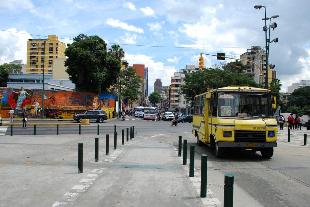 A "camioneta" (small bus) in Caracas