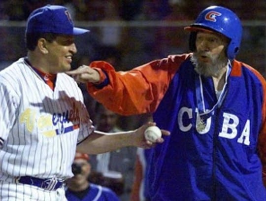 Fidel Castro and Hugo Chavez, who saw the Cuban leader as his mentor.