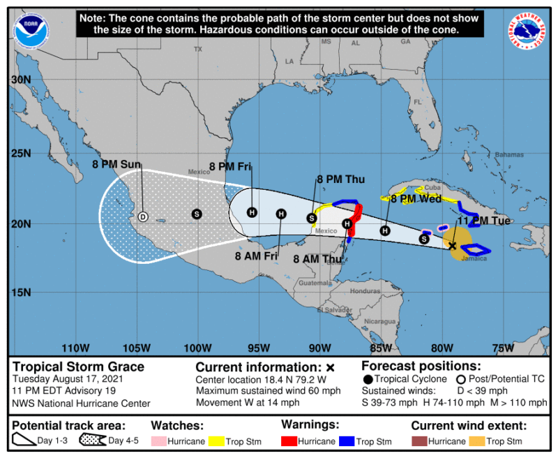 Tropical Storm Grace en Route to the Yucatan - Havana Times