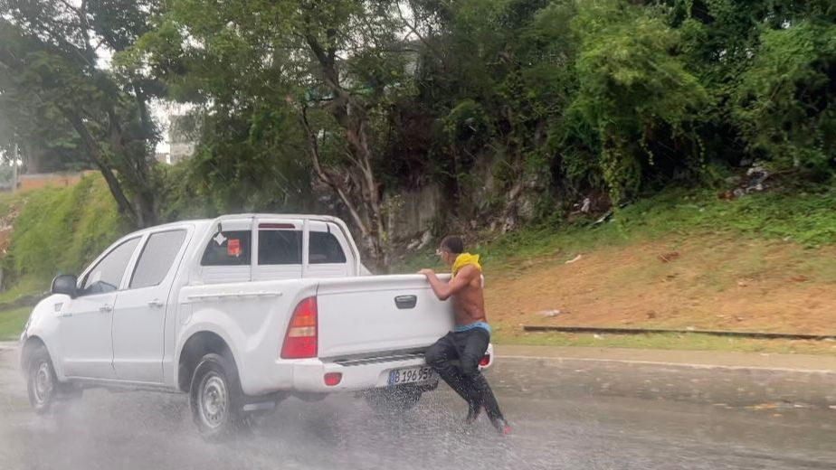 Skiing on the Asphalt in Havana, Cuba